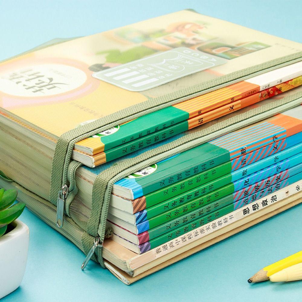 Mesh Test Paper Storage Bag Double-layer File Organizer Translucent Color A4 File Folder