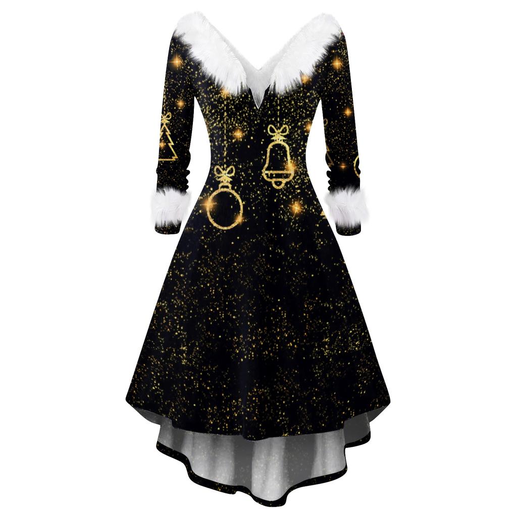 Рождественские платья с принтом для женщин, винтажное рождественское платье миди, повседневные платья, коктейльное платье, вечерние праздничные платья