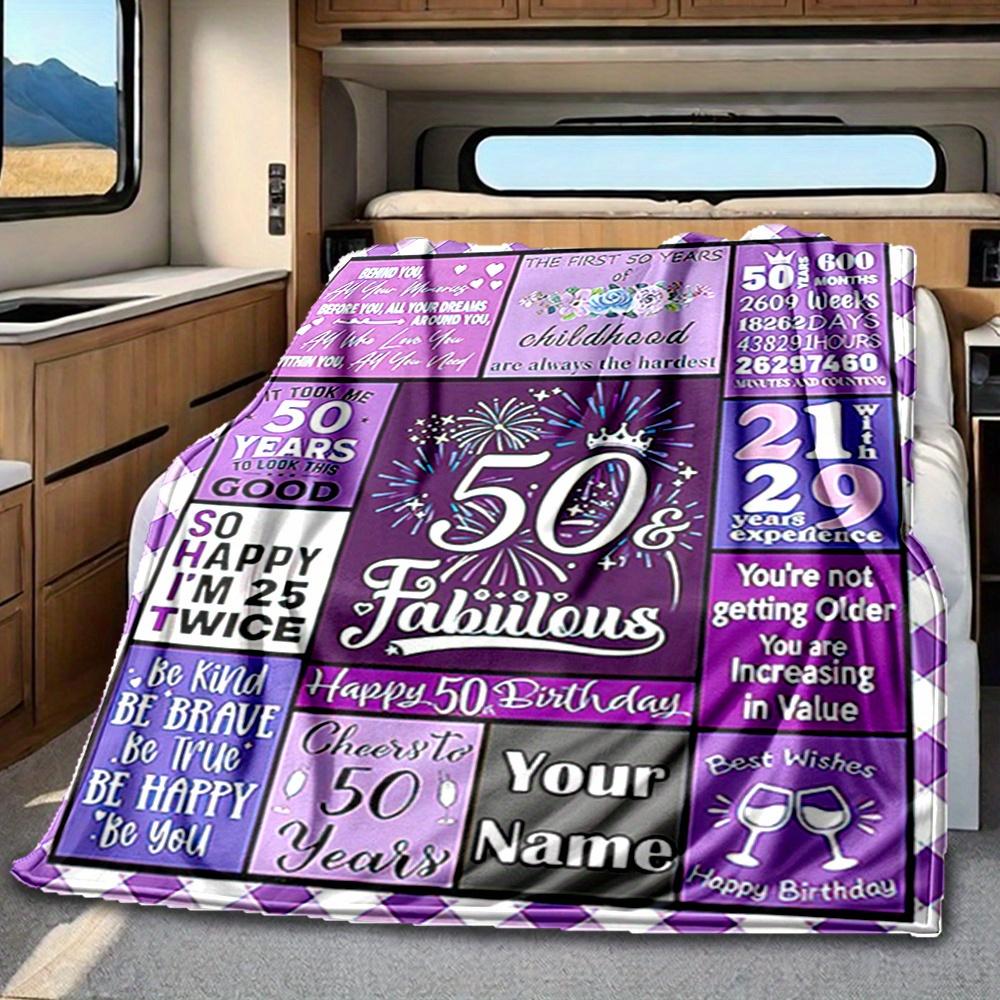 Happy 50Th Birthday To You Blanket Personalized Name Soft Comfortable Stylish Blanket Car Blanket Perfect For Travel Camping Outdoor Home Suitable For