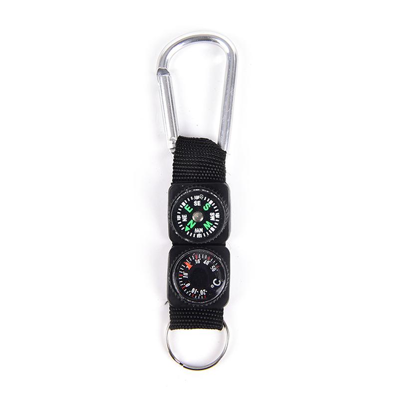 3 In 1 Multifunction Camping Hiking Carabiner W/ Keychain Compass Thermometer