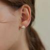 [925 проба серебра] Серьги-гвоздики с жемчугом в виде цветка