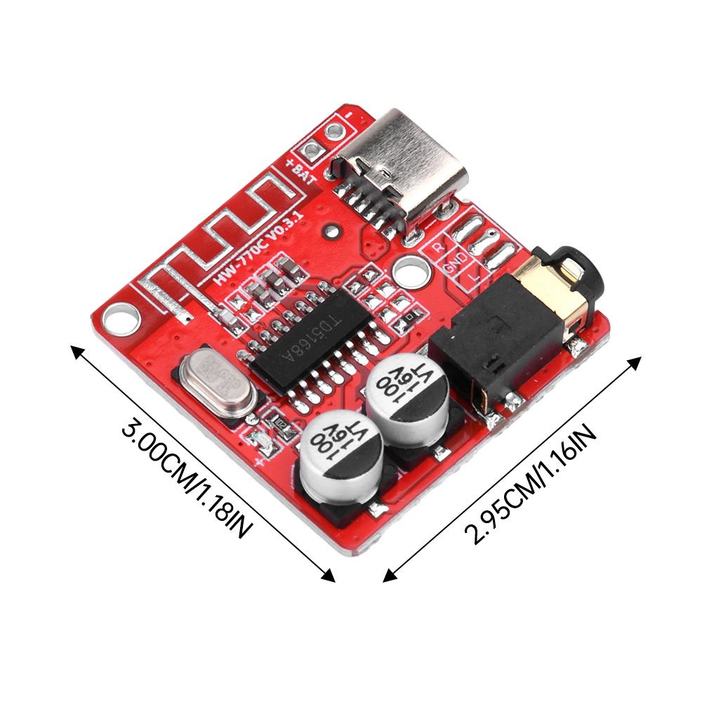 1.7V-1V 1W Плата Bluetooth аудиоприемника Bluetooth 1.1 Декодер без потерь Модуль беспроводного стереомузыки Интерфейс Type-C