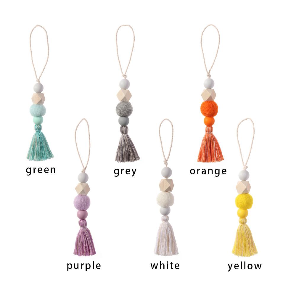 Natural Wood Beads Closet Hanging Ornaments Wall Decorations Car Hanging Drop Hanging Pendant