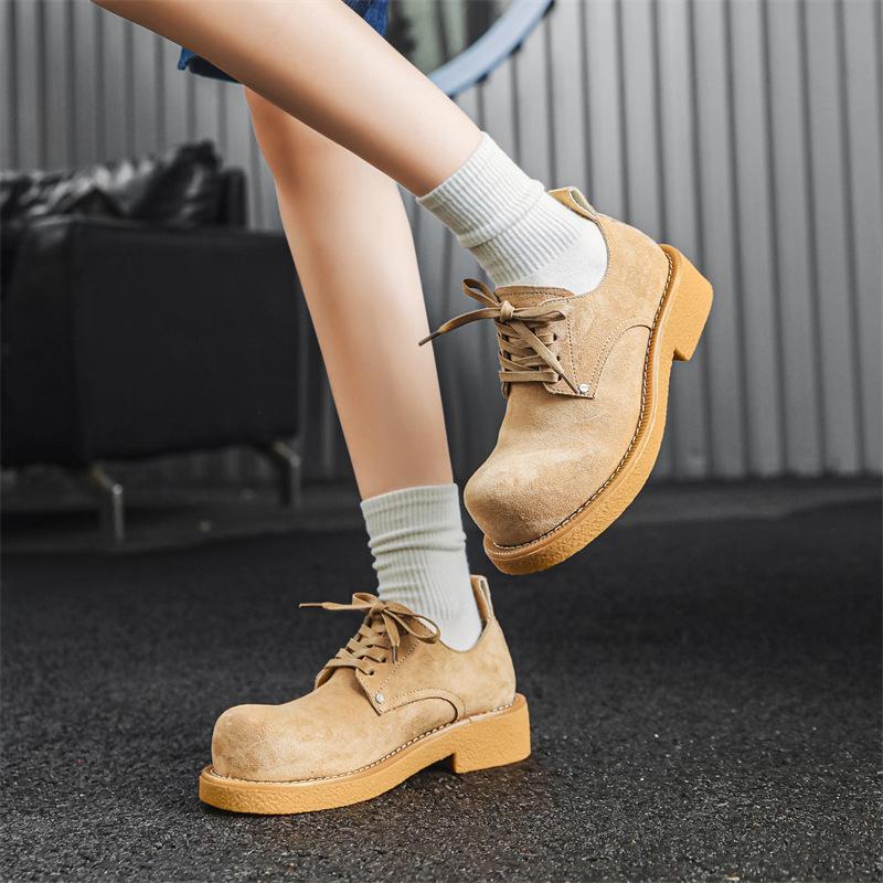 2024 новые туфли дерби с круглым носком, мужские туфли на толстой подошве, увеличивающие рост, пара низких ботинок из ревеня, кожаные туфли, мужские туфли 14411-J