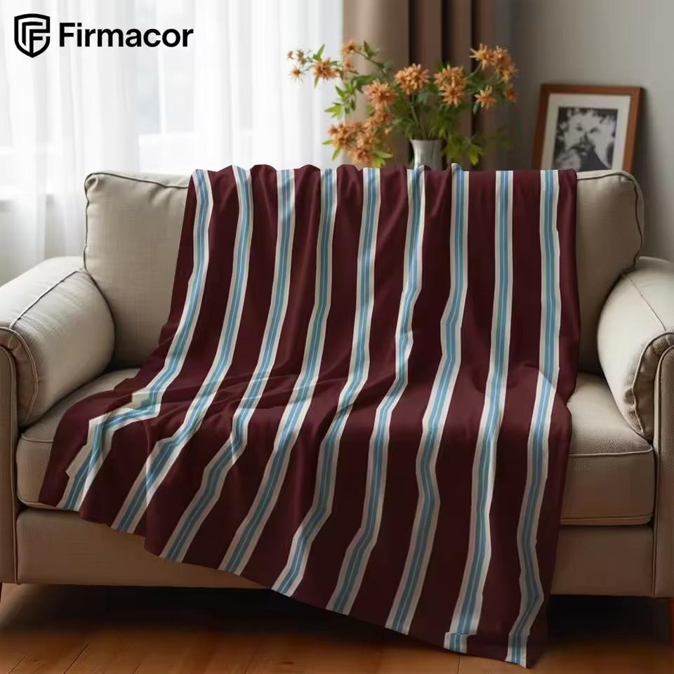 Burgundy Stripe Mix Lightweight Microfiber Soft Christmas Fleece Blanket Warm Cozy Throw for Bed Sofa Office Travel All Season