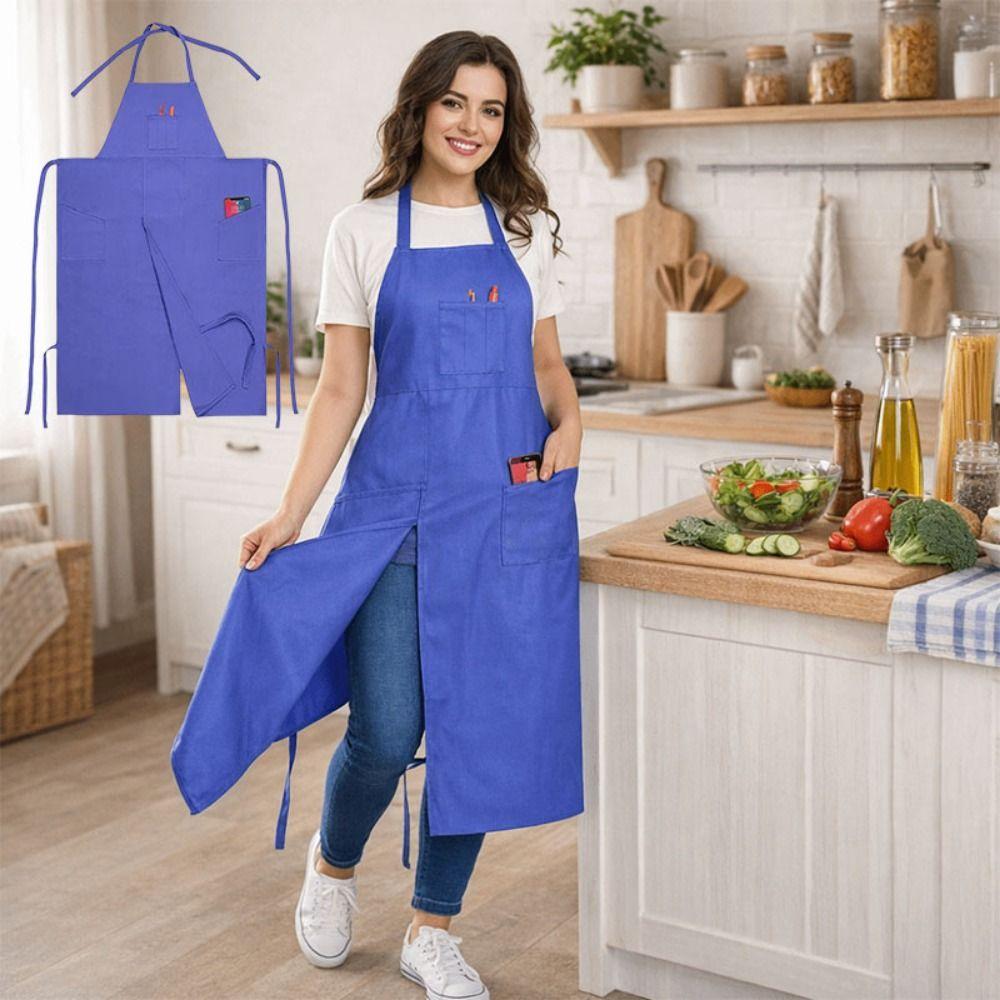 Washable Full Coverage Pottery Apron Adjustable Gardening Pinafore Split Leg Apron Washable