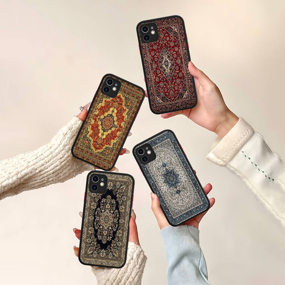 Чехол для телефона с цветочным узором в стиле персидского ковра для IPhone 15 14 13 12 11 Pro Max X XS MAX Plus, матовый, мягкая задняя крышка