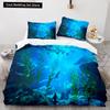 Подводный мир King Queen Пододеяльник Мультяшный океан Животные Комплект постельного белья для детей Рыбы Коралл Морская жизнь Мягкий полиэстеровый пододеяльник