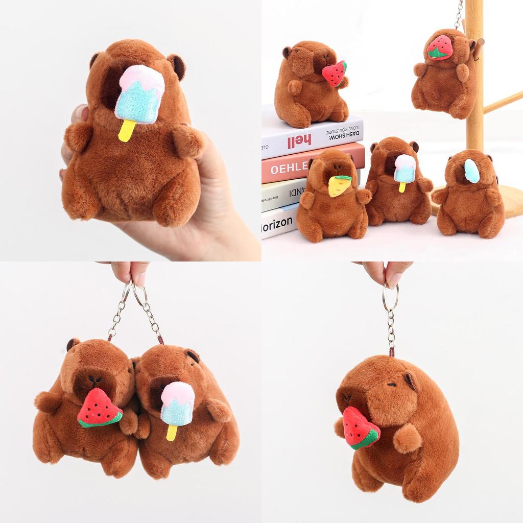 Creative Strawberry Watermelon Ice Cream Capybara Plush Toy Pendant Keychain For Kids Gift