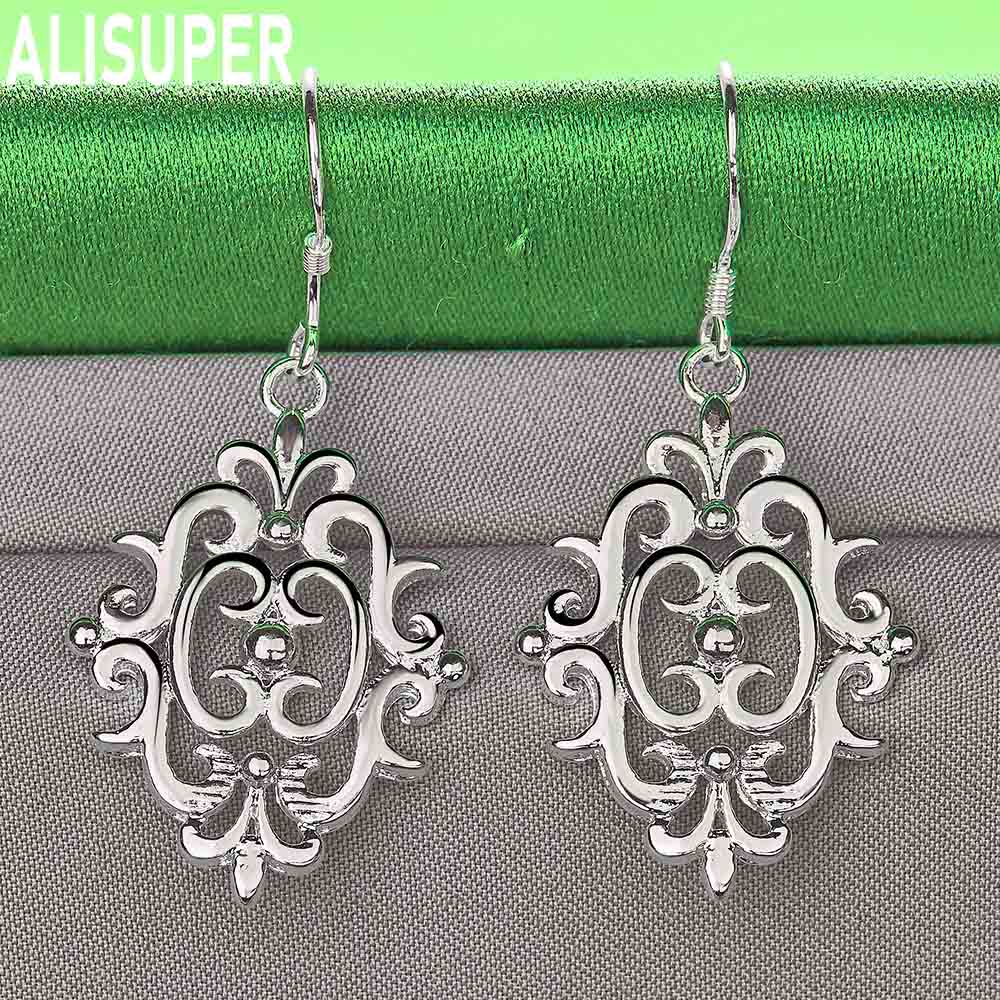 Геометрические перфорированные серьги из стерлингового серебра 925 пробы, модные свадебные украшения с шармом