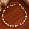 Beads String Colorful Rhinestone Choker Neck Jewelry Imitation Pearl Clavicle Chain Unisex