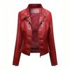 Cross-border European and American style slim-fit short PU leather jacket women's locomotive jacket stand-up collar zipper fashion versatile spring a