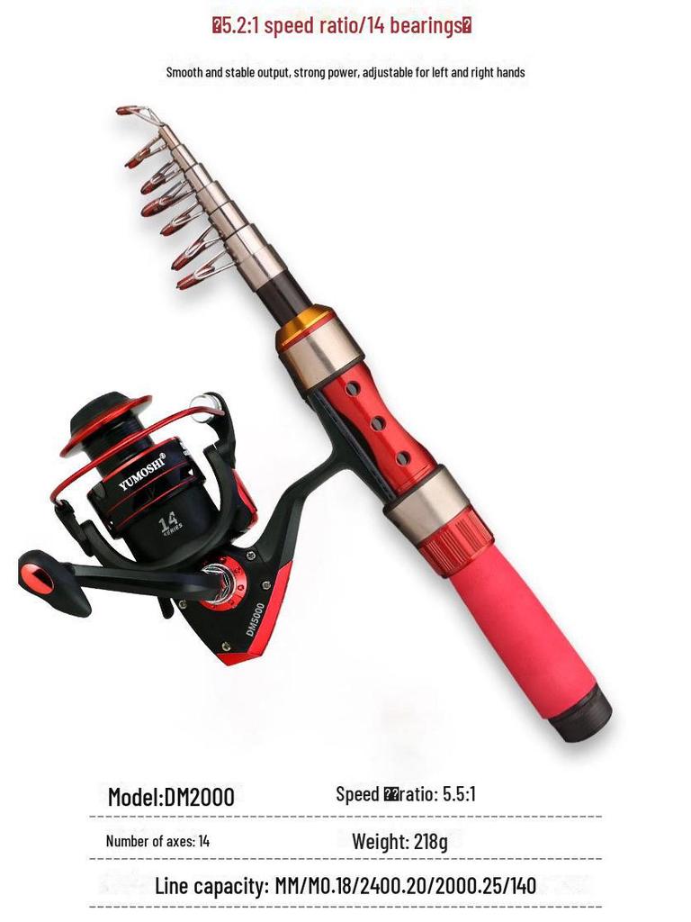 Мини-переносной телескопический набор для морской рыбалки с кастинговым удилищем и приманкой — идеальный вариант для ловли рыбы с высоты птичьего полета.