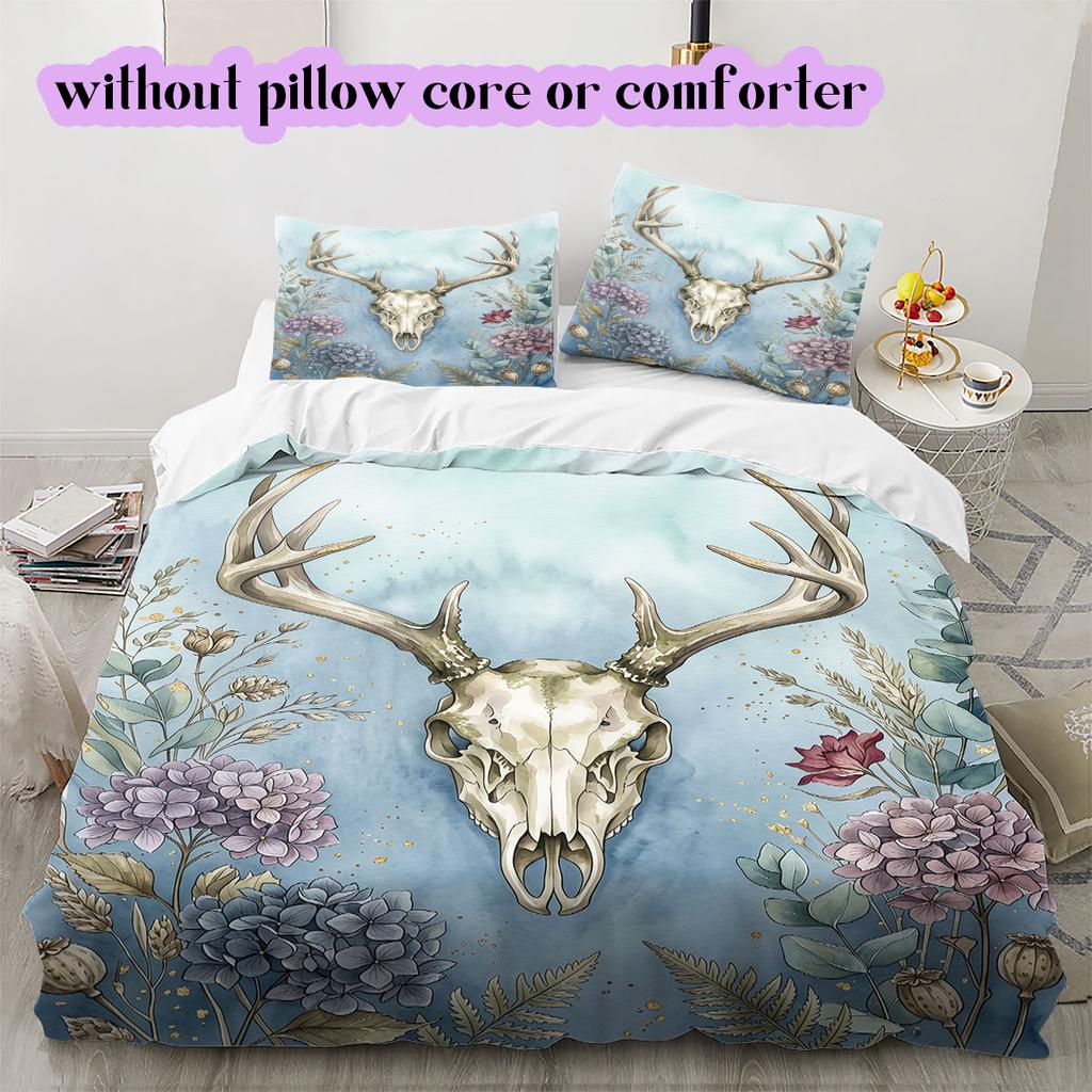 Watercolor animal painting Pattern Bedding,Quilt Set Quilt Cover Pillowcase Home Birthday Gift (1*duvet cover+2*pillowcase,without core)