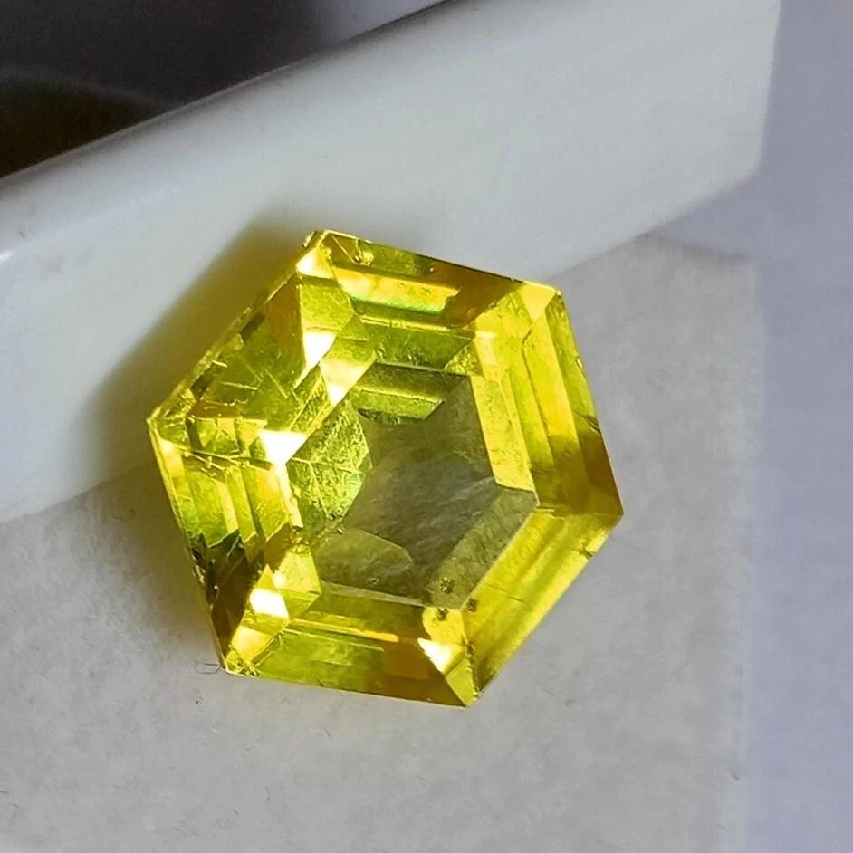 Natural Yellow Sapphire Fancy Hexagon Cut 12 Ct Fabulous Certified Gemstone