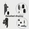 Black 6-Tube Rotating Wind Chime - 22" Solid Wood Outdoor Decorative Door Gift