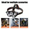 5 LED Headlamp Rechargeable with Built In 18650 Battery Strong Light Headlight Camping Adventure Fishing Head Light Flashlight