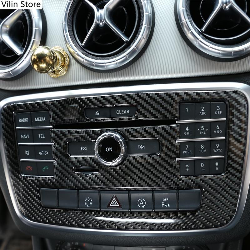 Углеродное волокно Стайлинг автомобиля, центральная консоль, мультимедийный компакт-диск, декоративная наклейка для Mercedes Benz A Class CLA 15-19 GLA 13-18