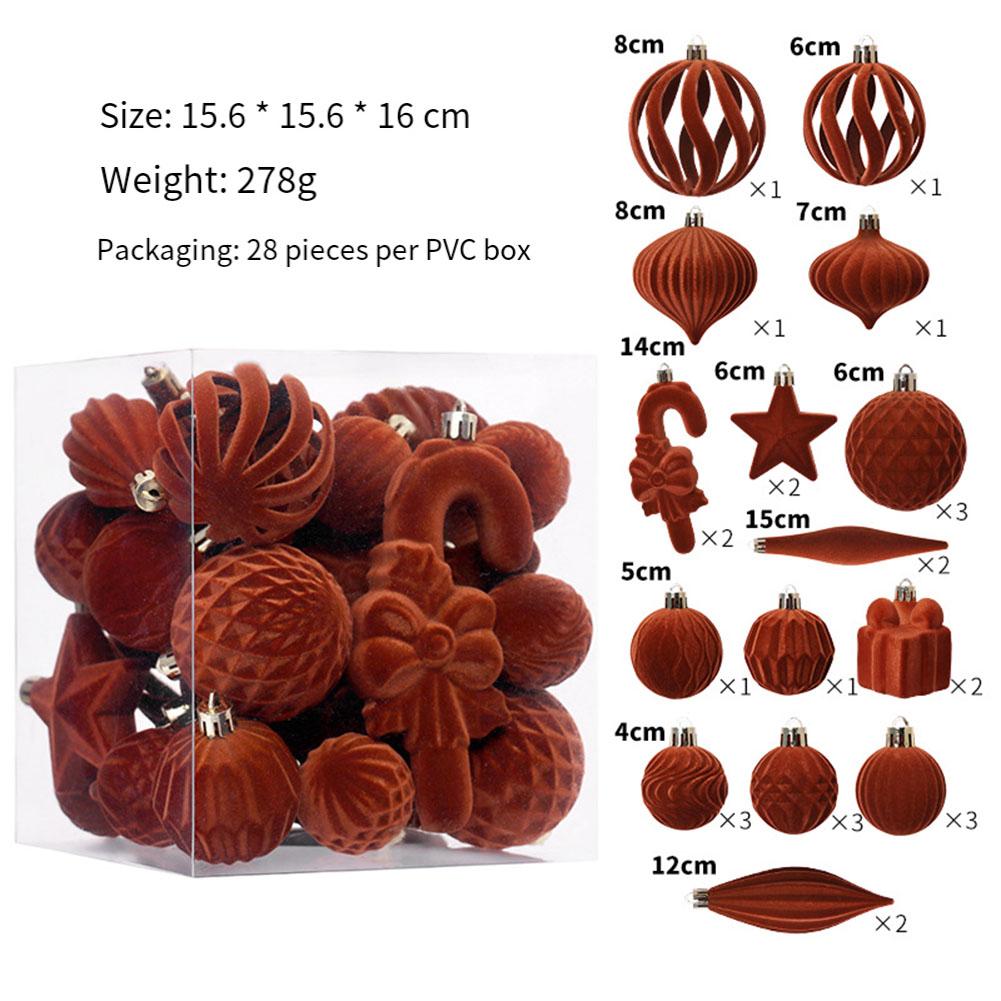 Набор флокированных рождественских шаров Рождественские подвески Звезда Подарочная коробка Круглый Рождественский шар Санта Елочные украшения Домашнее рождественское украшение