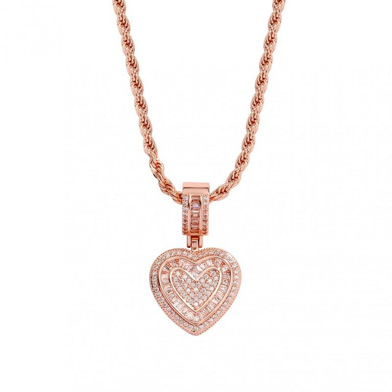 Heart Pendant Necklace Women Gold Plated Chain Hip Hop Jewelry Statement Choker Layered Accessory