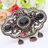 Elegant Round Floral Brooch for Ladies Ethnic Coffee Corsage Brides Wedding Jewelry Bohemian Brooch