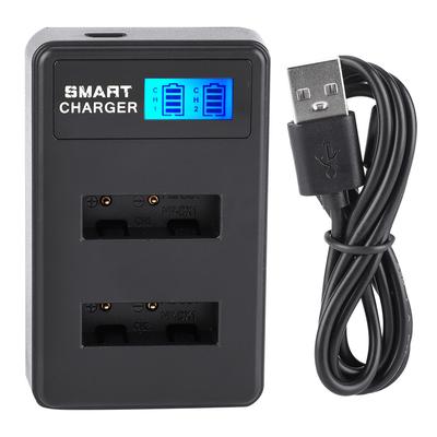 Портативное зарядное устройство USB для путешествий на открытом воздухе с ЖК-дисплеем и двумя слотами для аккумулятора NP-BX1, черное