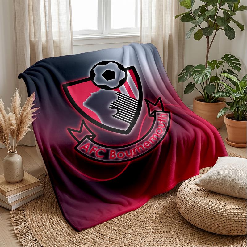 Bournemouth Football Print Flannel Blanket, Soft Warm Lightweight Throw Blanket for Sofa Bed Camping
