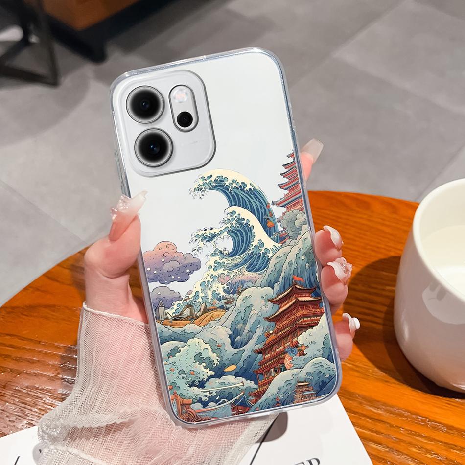 Чехол для телефона Oppo Reno 14F 5G Стильные узоры для отдыха Мягкий силикон ТПУ Прозрачная легкая крышка Для Oppo Reno14 F Чехол