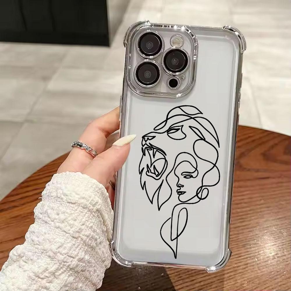 Животное Женщина Девушка Лицо Линия Funda Для iPhone 17 Pro 16 15 14 13 12 11 Pro Max Чехол 17 Plus 17E 16E 17Air Силиконовый Чехол для Телефона