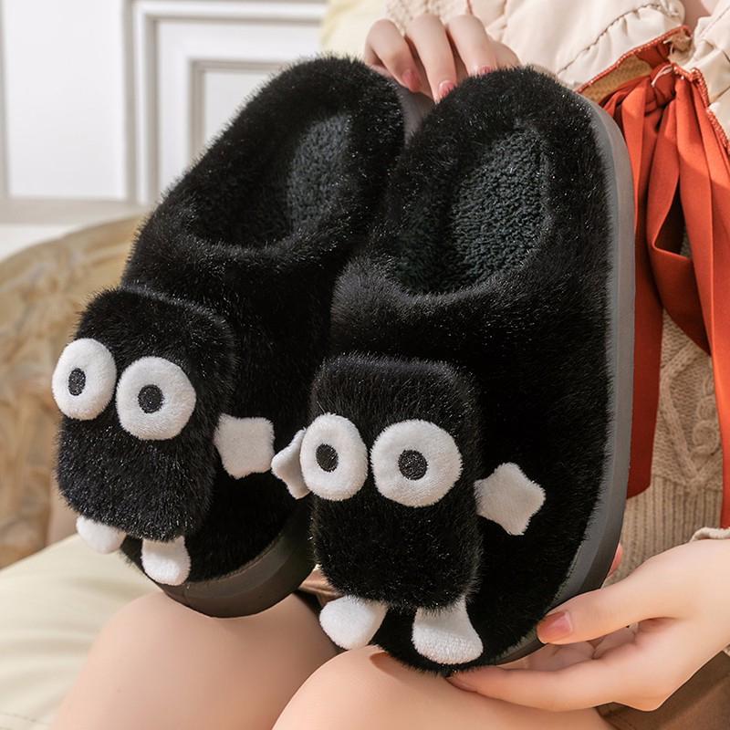 Fashion Winter New Fulffy Fur Slippers Women Shoes Cute Cartoon Slippers Woman Soft Comfortable Plush Slides Indoor Cotton Shoes 2024