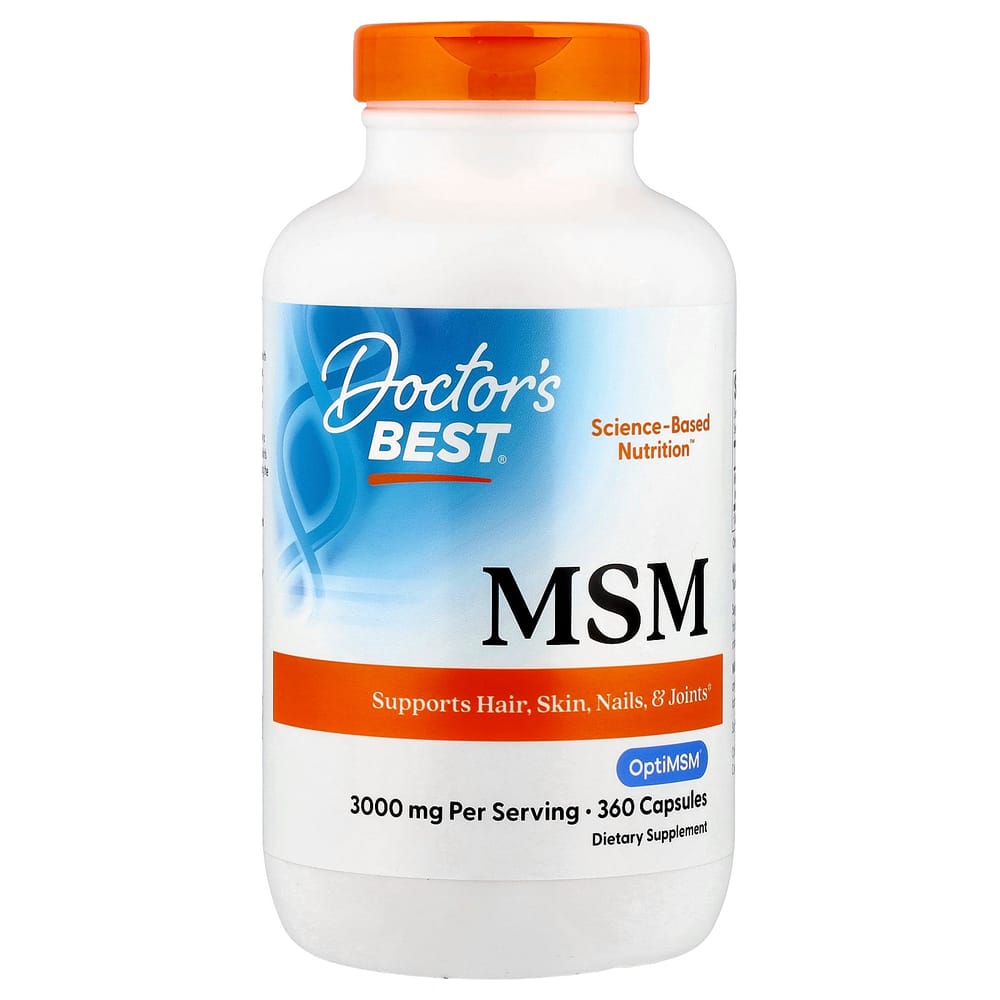 Doctor's Best OptiMSM MSM 3000mg Capsules, 360 Counts (1000mg per capsule)