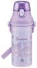 Skater Children's Plastic Water Bottle, 480ml, One-Push Opening, Child-Friendly, Lightweight, Made In Japan, Sanrio Kuromi Big Ribbon, for Girls,