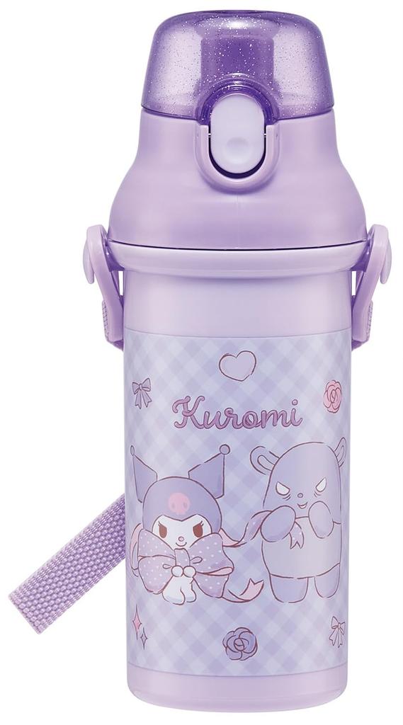 Skater Plastic Water Made in Sanrio Kuromi Big for Girls Children's Bottle, 480ml, One-Push Closure, Antibacterial, Child-Friendly, Lightweight,