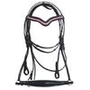 Patent Leather Bridle With Pink Crystal Brow-band with White Padding For Horse.