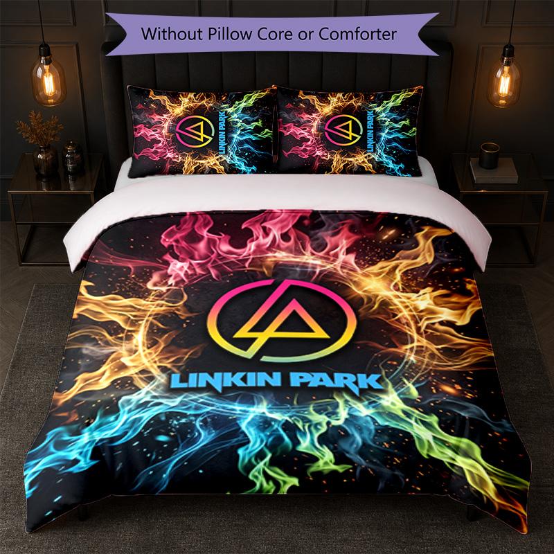 Linkin Park Print 3Pcs Bedding Set Duvet Cover With Two Pillowcases Soft Bed Linen For Household Bedroom