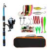 New Fishing Rod Set Complete Carbon Fiber 1.8m Telescopic Fishing Rod and 5.2:1 Swivel Aluminum Reel Bait Hook Travel Rod Set