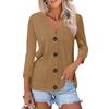 Women's Fashion Casual Print Button-down Shirt 3/4 Long Sleeve Tops