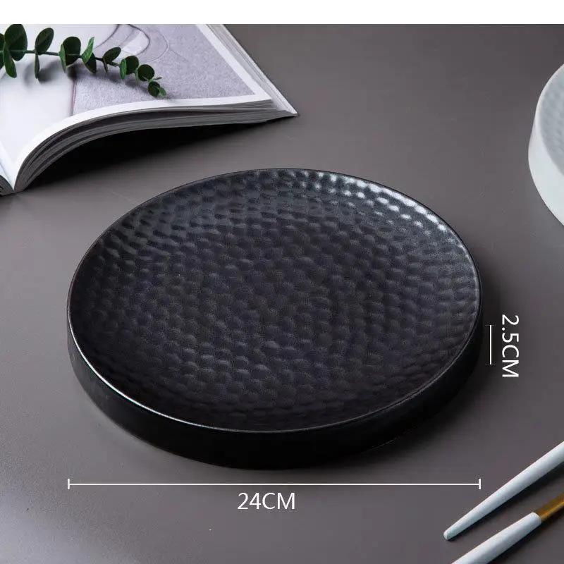 Керамическая обеденная тарелка Ресторан Неровная текстура Плоские тарелки для стейка и десерта Паста Дом Однотонная посуда