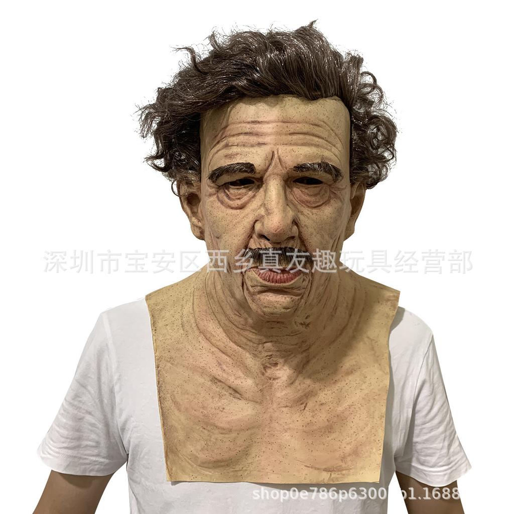 Old Man William Headgear, Old Lady Headgear, Wig, Elderly Mask, Halloween Imitation Human Latex Mask