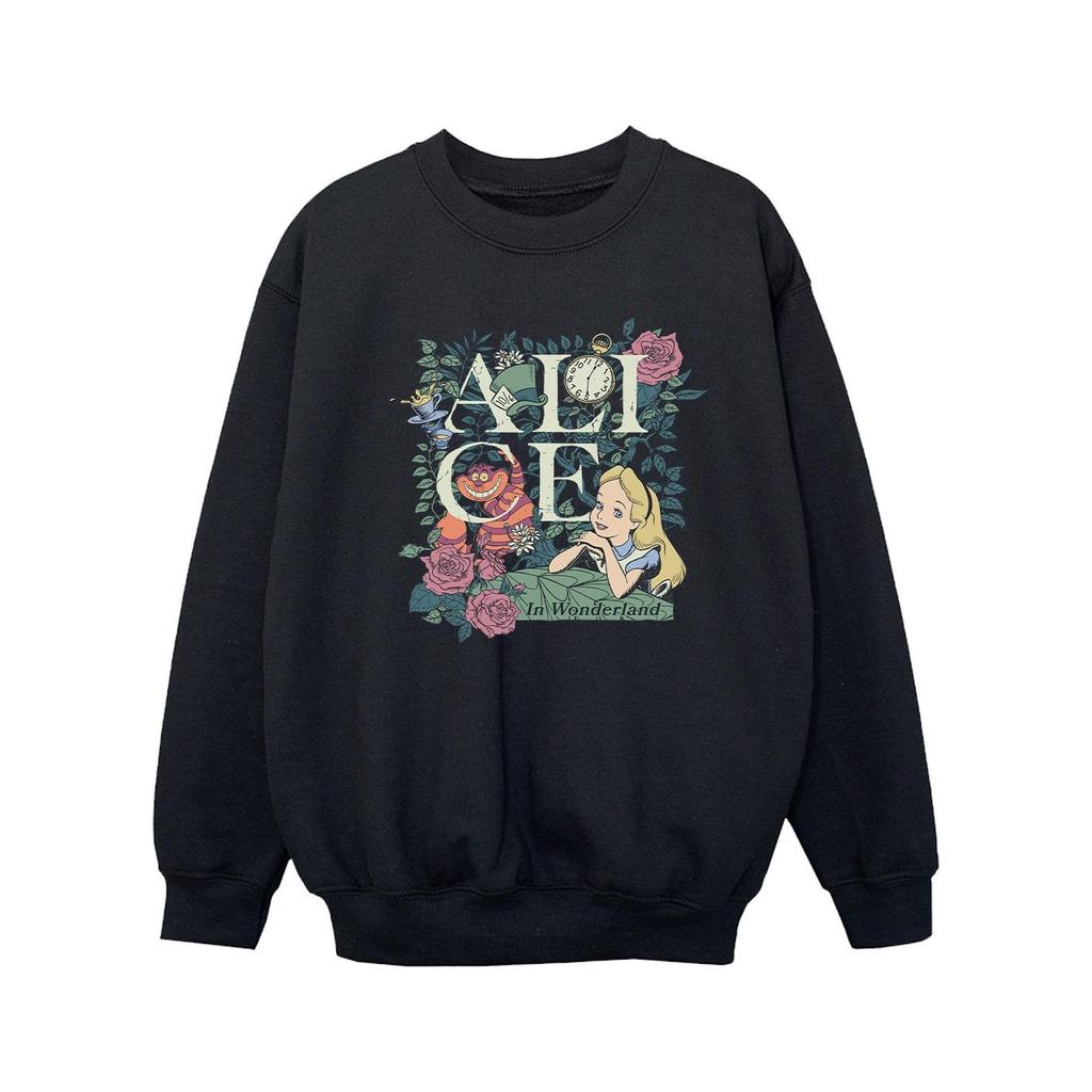 Disney Girls Alice In Wonderland Leafy Garden Sweatshirt