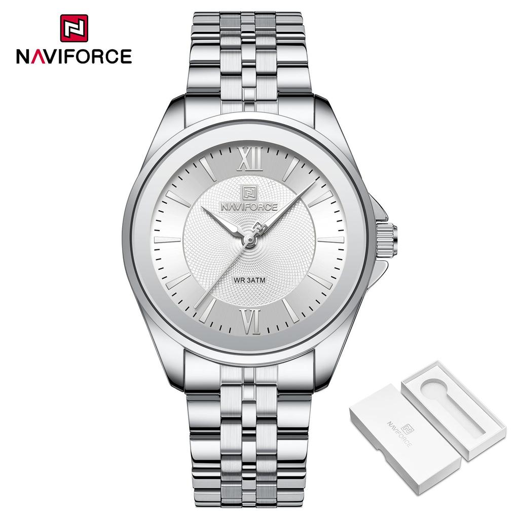 Naviforce Original Women Casual Quartz Watch Waterproof 3ATM Stainless Steel Strap Round Case Simple Lady Fashion Accessories Watch NF5067