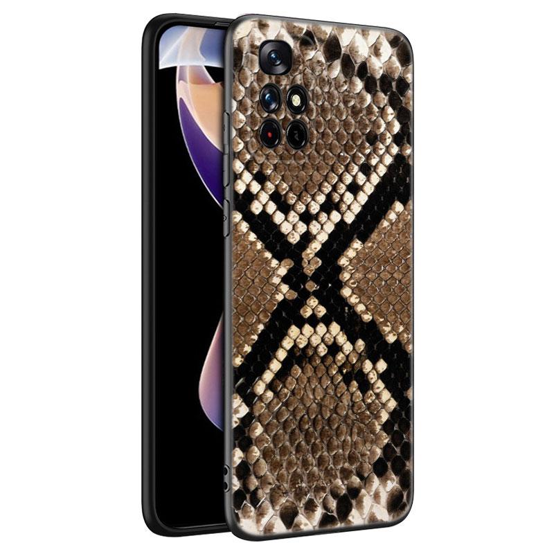 Fashion Snake Skin Black Silicone Phone Case For Xiaomi Redmi Note 10 11 11S 12 13 4G 8 9 11T Pro 5G Plus 8T 9S 10S 12S