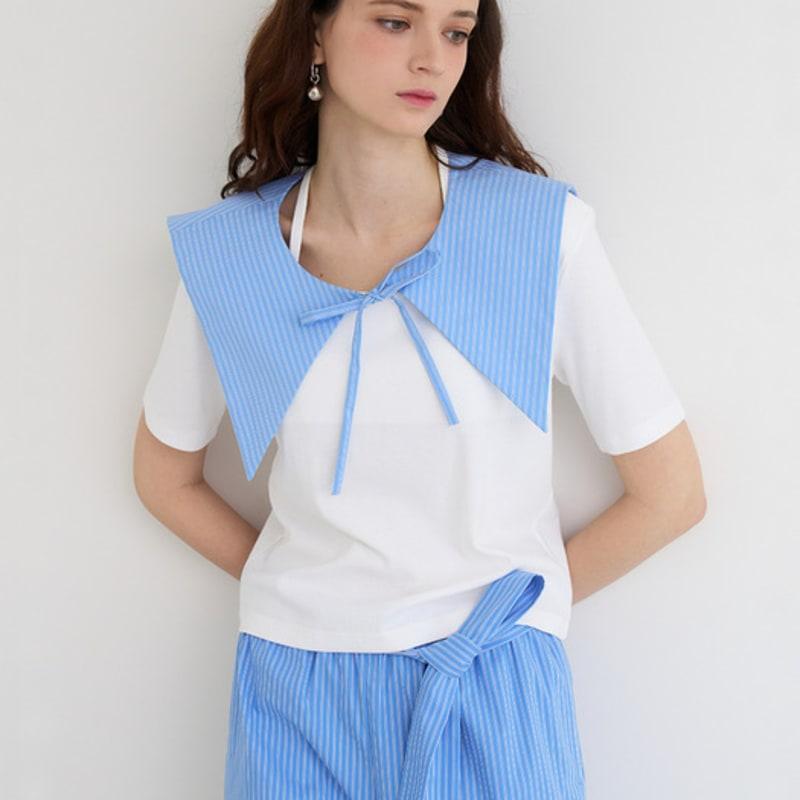 LE YIEL Ribbon Cape Collar_Light Blue