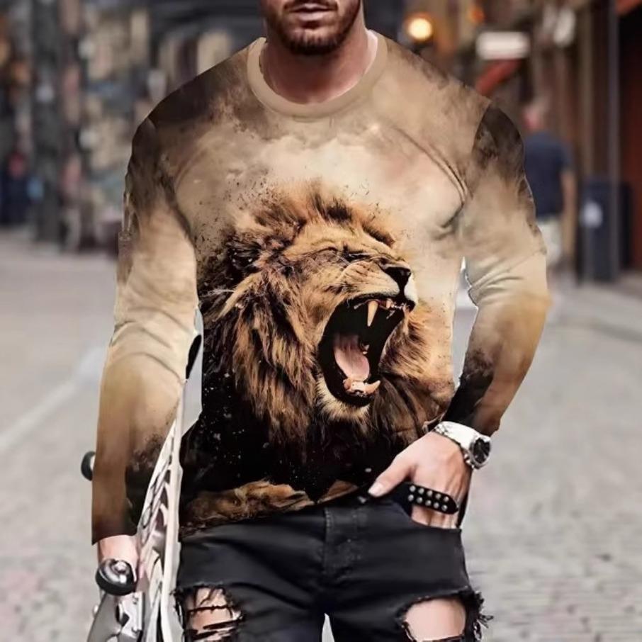 Женская футболка с круглым вырезом, длинным рукавом и 3D-принтом