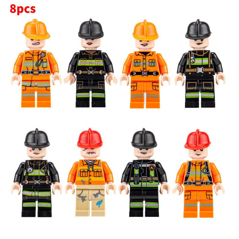 Набор мини-фигурок Городской профессиональный инженер и пожарный, строительные блоки для детей