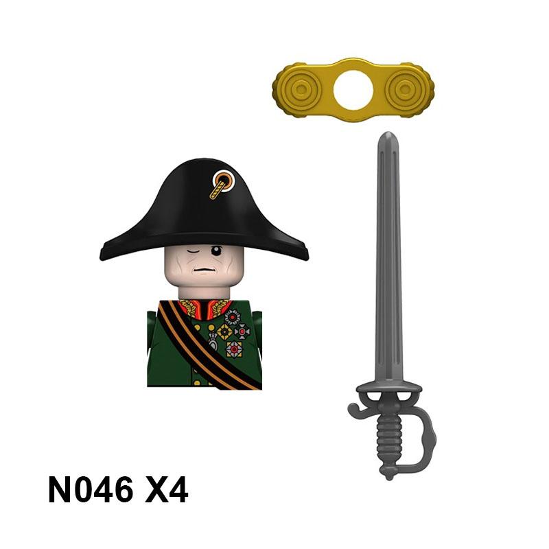4pcs Military Building Blocks Medieval Knights Duke Marshal Figures Napoleonic Wars Weapons Sword Flags Shoulder Armor Cape Brick MOC