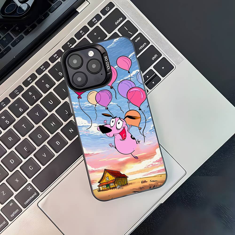 Чехол для телефона Courage The C-CowardlyS Dog для iPhone 17,16,15,14,13,12,11,Pro,XS,Max,Plus,Mini,SE4,E Черный Матовый Ударопрочный Чехол