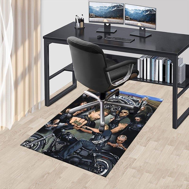 1pc Sons of Anarchy themed Office Carpet Chair Mats - durable polyester rug for home theater, office, dorm room decor - tA37