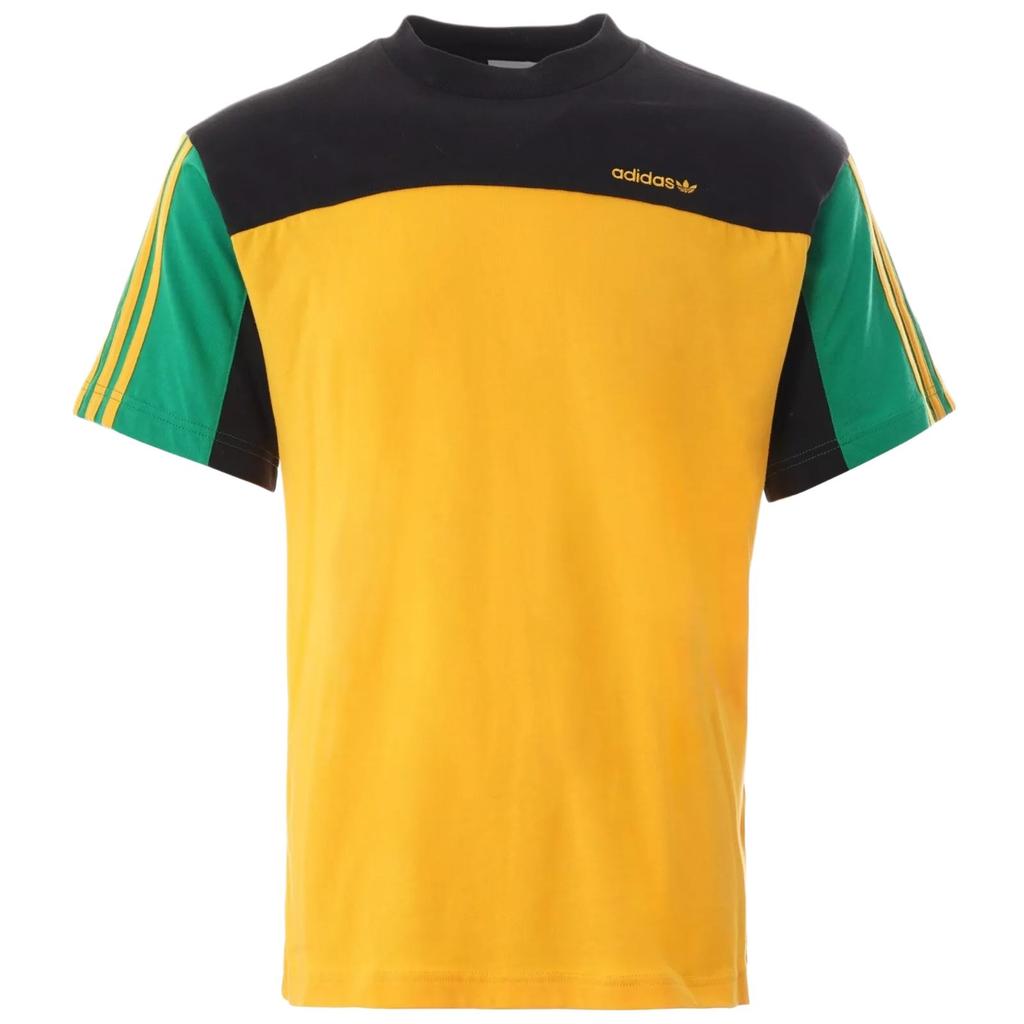 Adidas Оригинальная полосатая универсальная простая футболка с круглым вырезом и коротким рукавом, топы унисекс, ярко-золотой GD2084