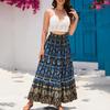 Макси-юбка с цветочным принтом в стиле бохо для женщин, эластичная юбка трапециевидной формы с высокой талией и большим подолом для женщин